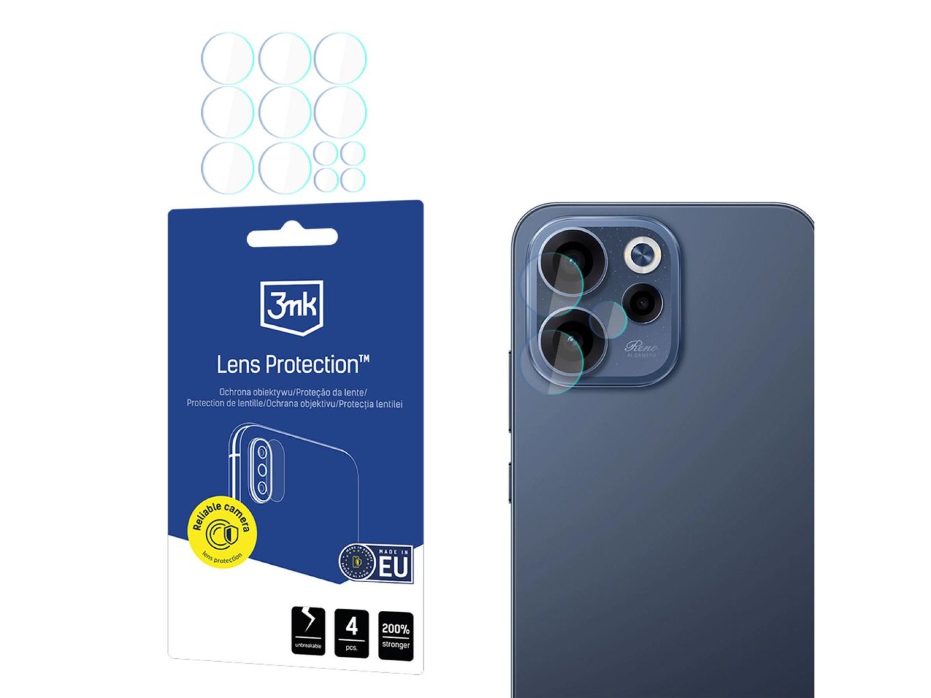 Lente de proteção híbrida 3mk para câmera do Oppo Reno 15 F 5G / Reno 15 FS 5G (CPH2801)