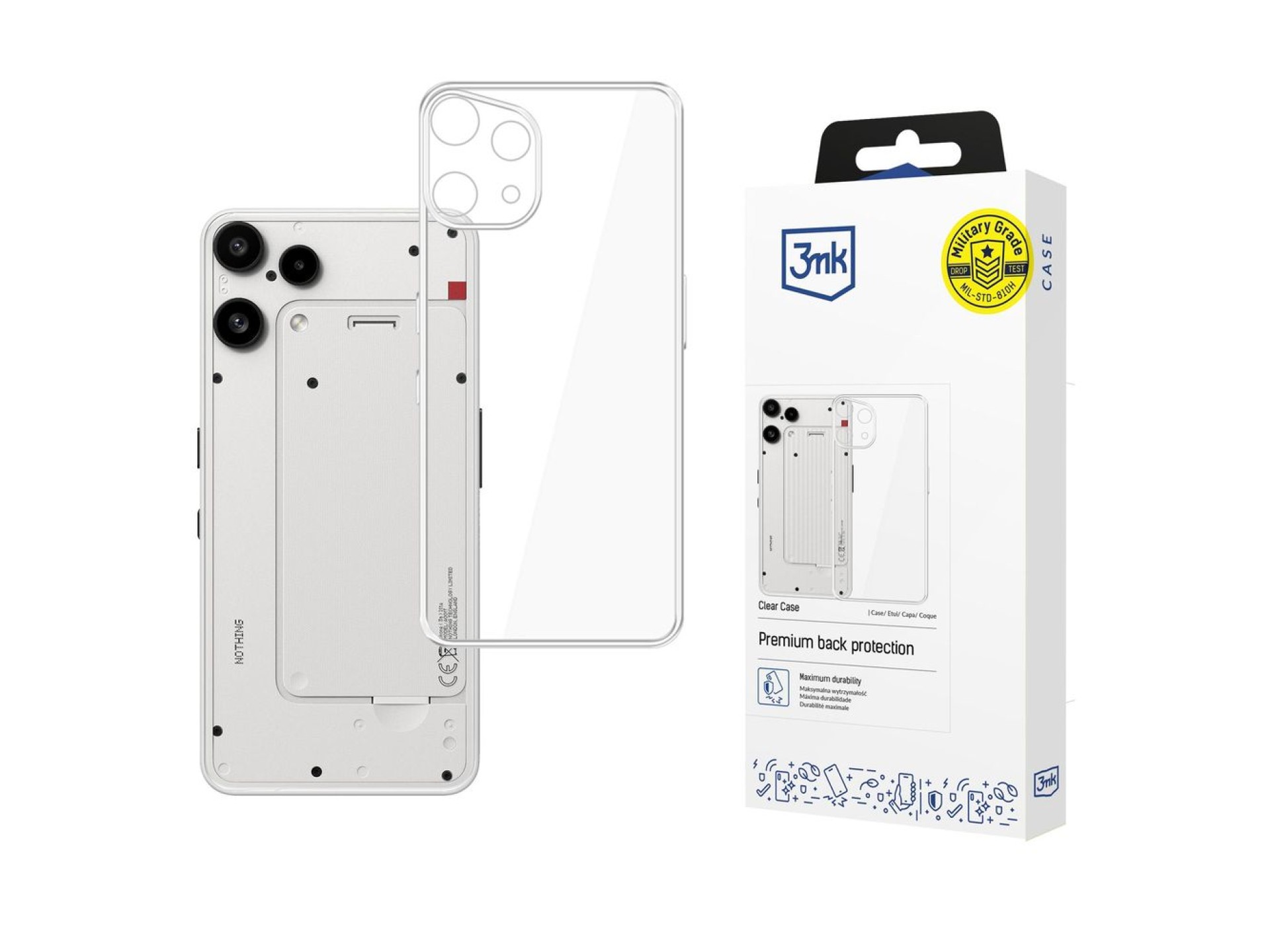 Capa transparente 3mk para Nothing Phone (3a) Lite - transparente