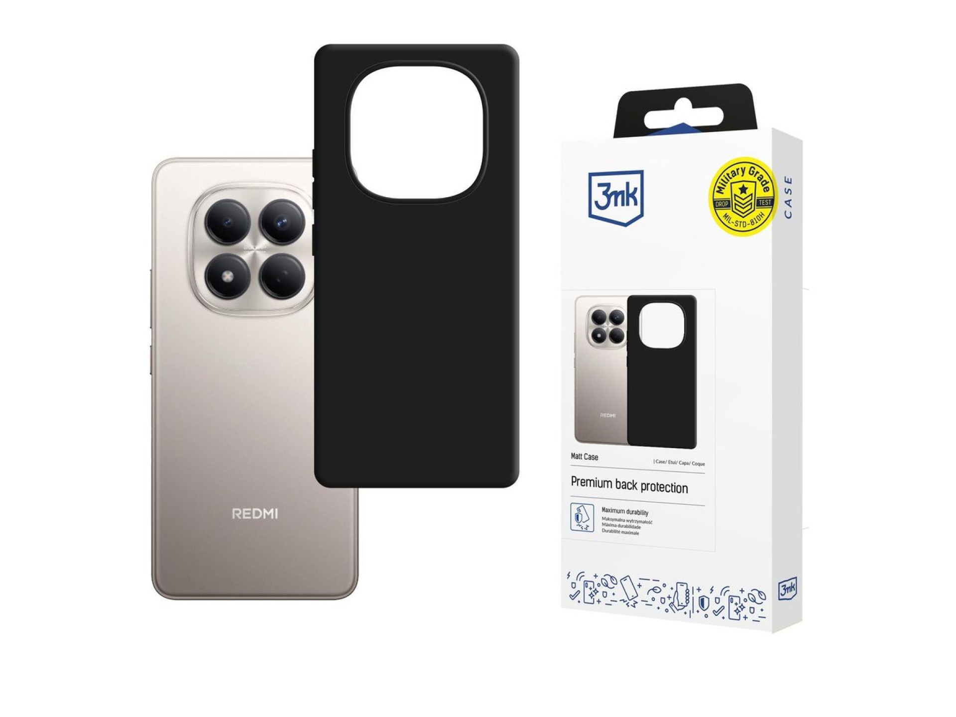 Funda 3mk Matt para Xiaomi Redmi Note 15 Pro 4G - negro mate