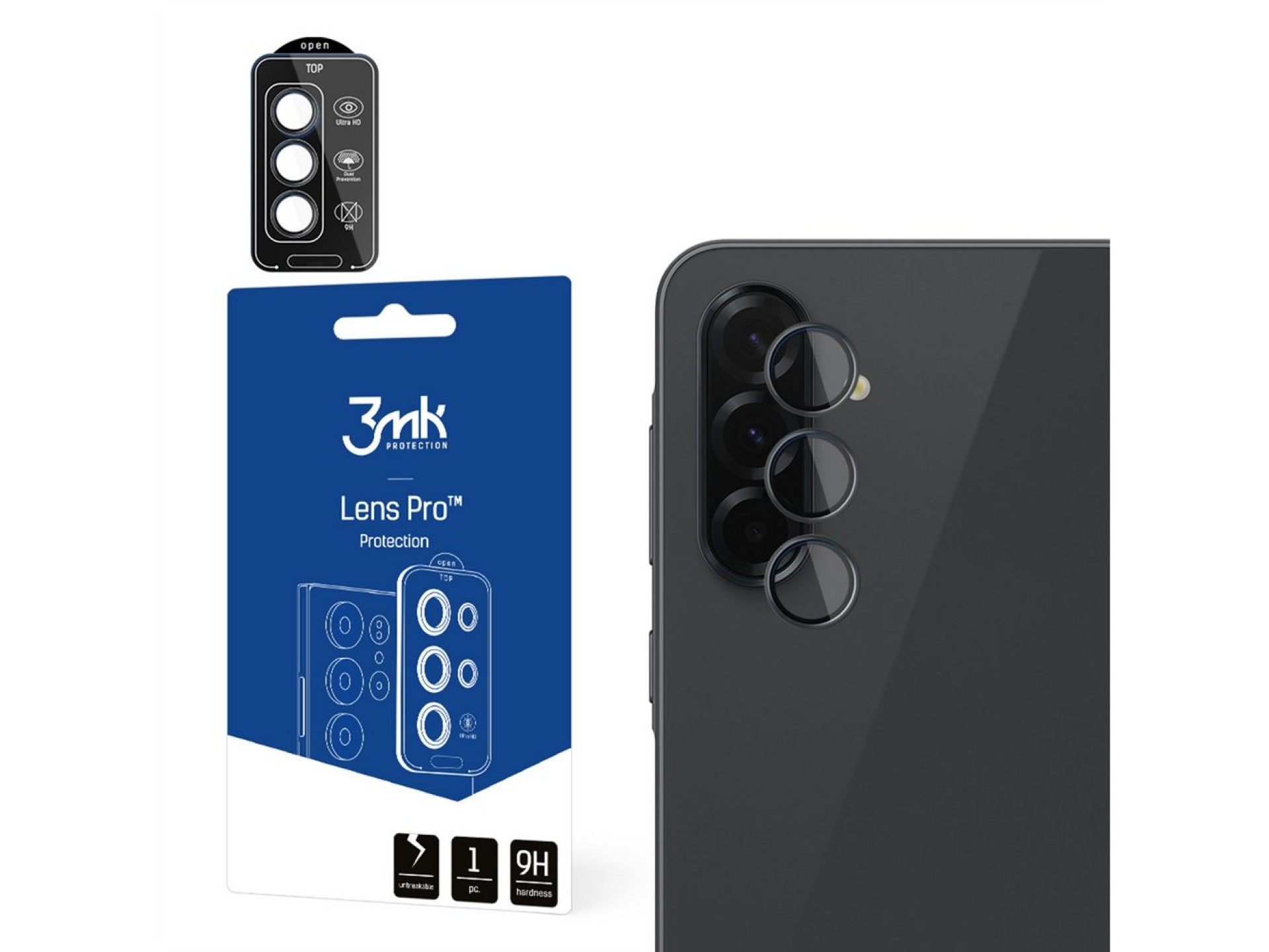 Protector de lente híbrido negro 3mk Lens Protection Pro para lente de cámara de Samsung Galaxy A37
