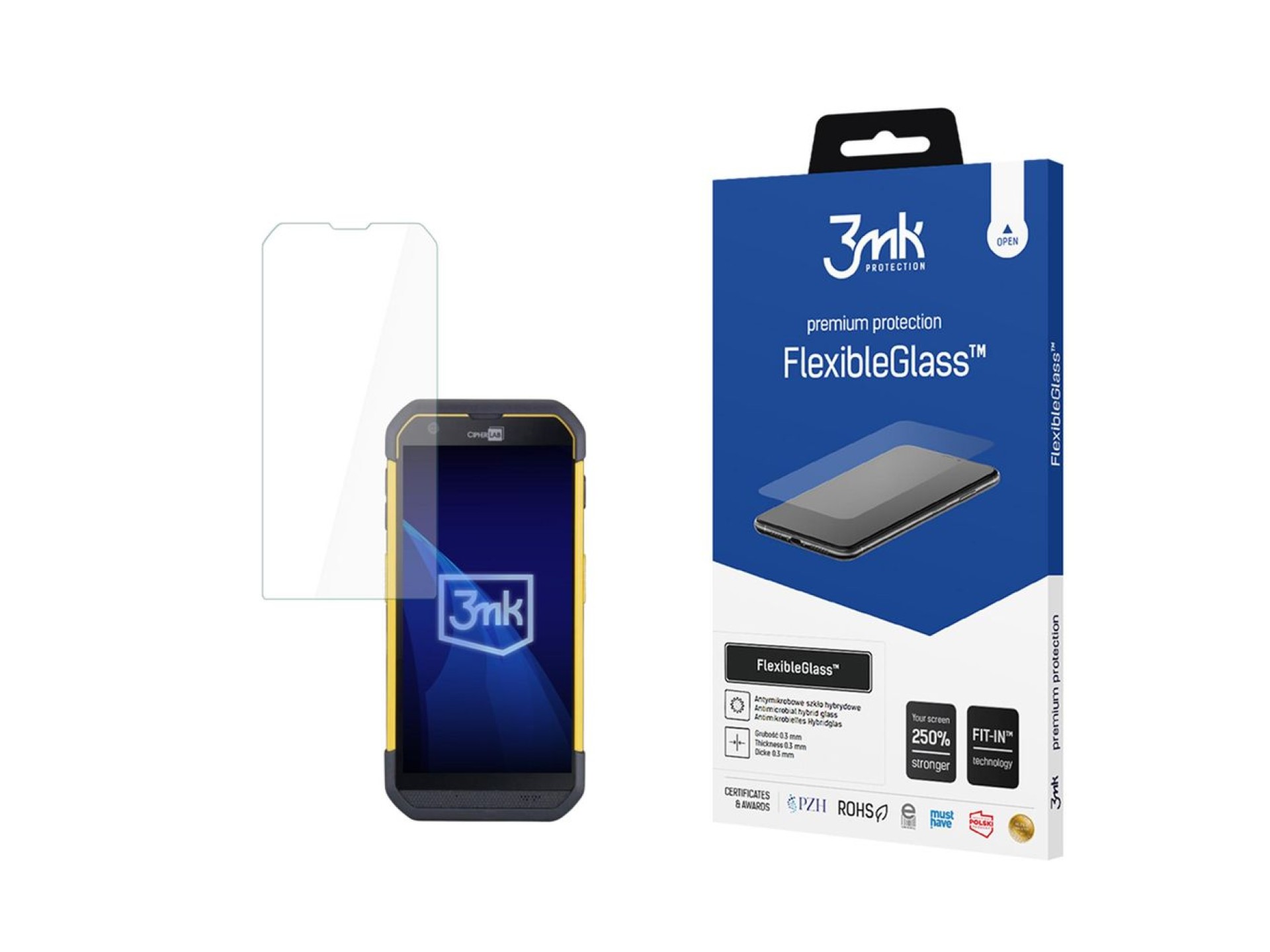Vidrio híbrido FlexibleGlass de 3mk en CipherLab RS36