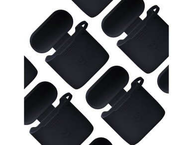 Funda de silicona 3mk para AirPods 4, color negro.