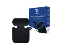 Funda de silicona 3mk para AirPods 4, color negro.