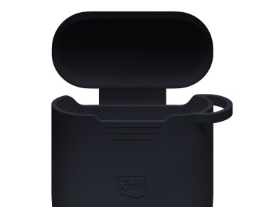 Funda de silicona 3mk para AirPods 4, color negro.