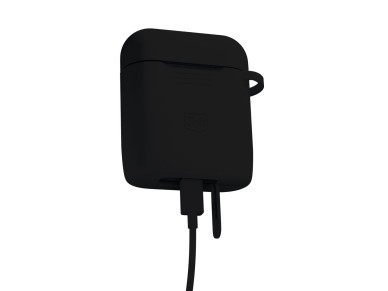 Funda de silicona 3mk para AirPods 4, color negro.