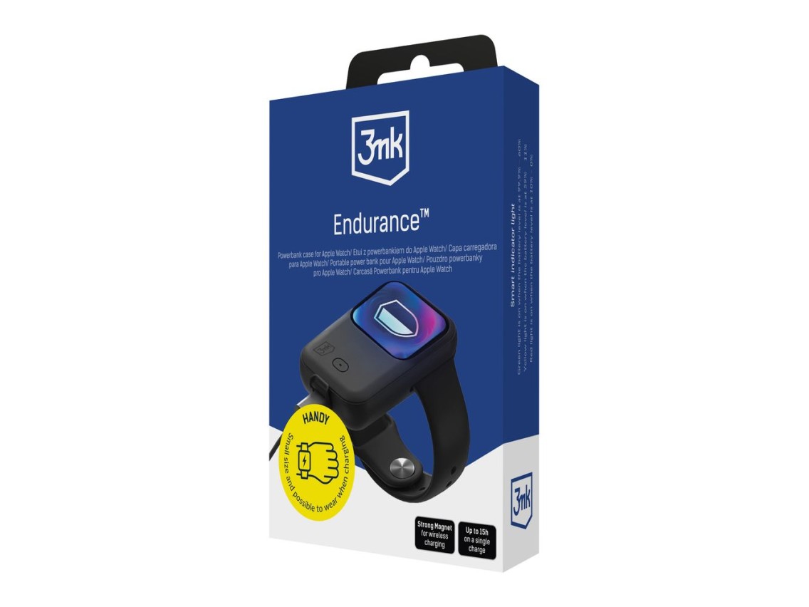 Powerbank 3mk Endurance para Apple Watch 40 mm / 41 mm 2,5 W 1200 mAh USB-C - preto