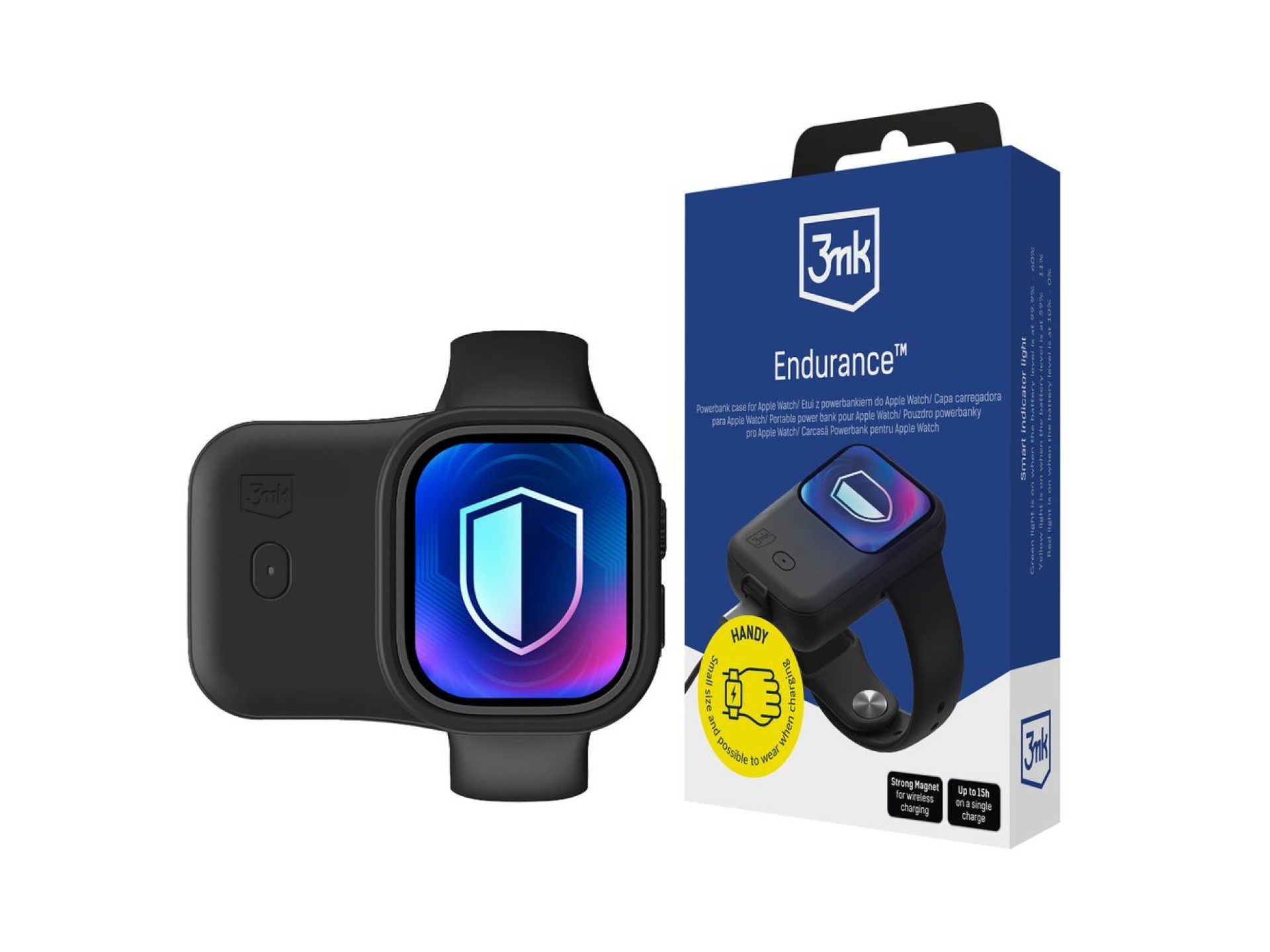 Batería externa 3mk Endurance para Apple Watch de 49 mm, 2,5 W, 1200 mAh, USB-C - negra
