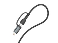 Cable 3mk Hyper N-SERIES 2 en 2 USB-A/USB-C y USB-C/Lightning 1,2 m QC 3.0 9V/2A 60W - negro