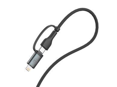 3mk Hyper Cable N-SERIES 2 in 2 USB-A / USB-C and USB-C / Lightning 1.2m QC 3.0 9V/2A 60W - black