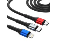 3mk Hyper Cable N-SERIES 6 in 1 USB-C / USB-A to USB-C / Lightning / Micro 1.2m QC 3.0 9V / 2A 18W - 3mk Hyper Cable N-SERIES 6 in 1 USB-C / USB-A to USB-C / Lightning / Micro 1.2m QC 3.0 9V / 2A 18W -