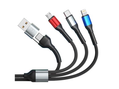 3mk Hyper Cable N-SERIES 6 in 1 USB-C / USB-A to USB-C / Lightning / Micro 1.2m QC 3.0 9V / 2A 18W -