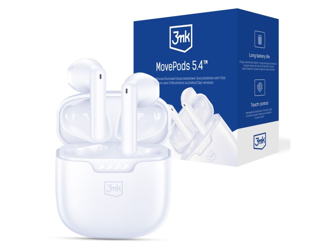 Fones de ouvido sem fio 3mk Movepods 5.4 - Branco