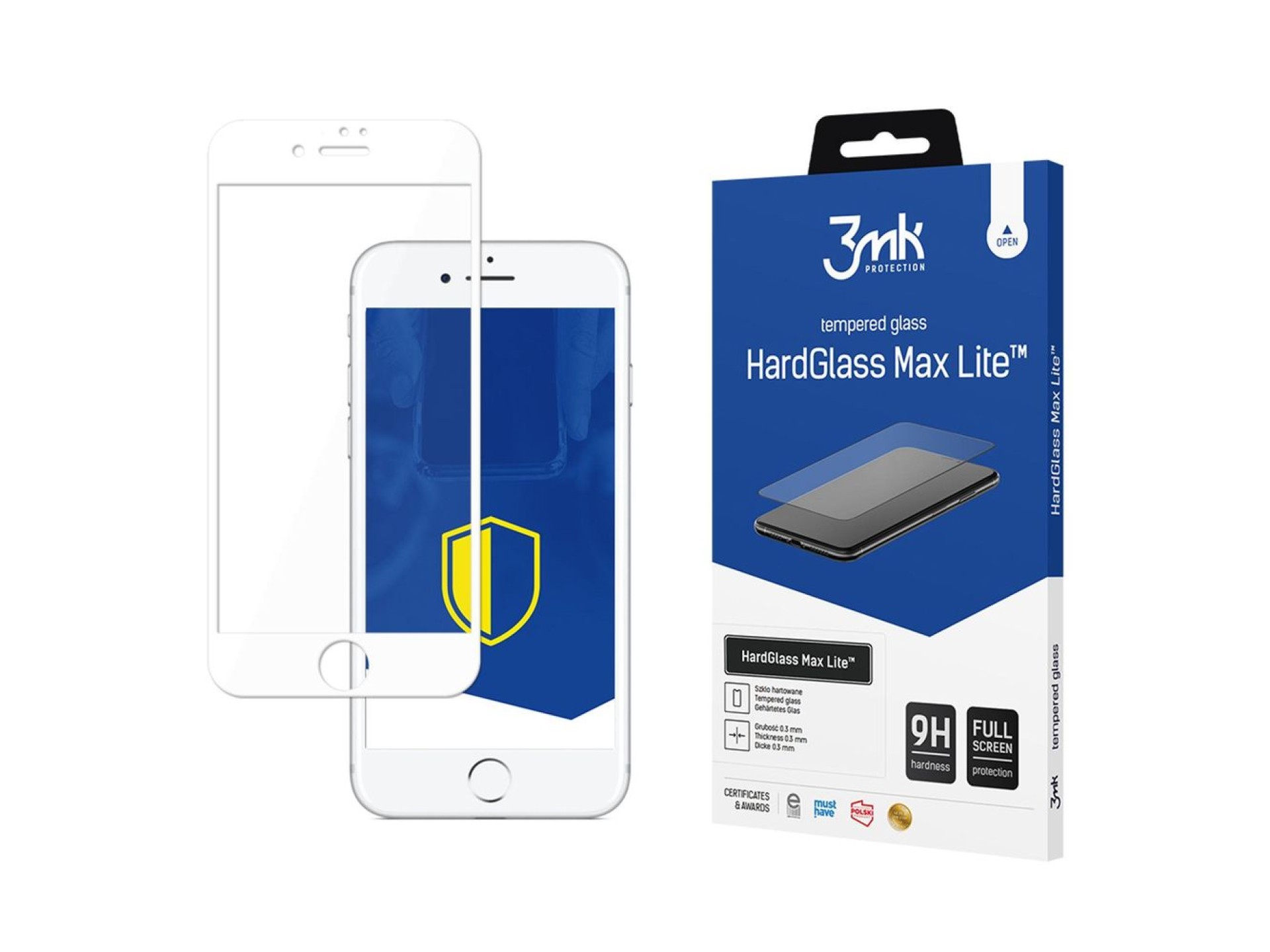 3mk HardGlass Max Lite White Tempered Glass for iPhone 7 / 8