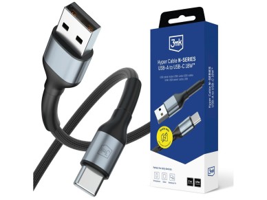 3mk Hyper Cable N-SERIES USB-A / USB-C 2m 9V/2A 18W / black