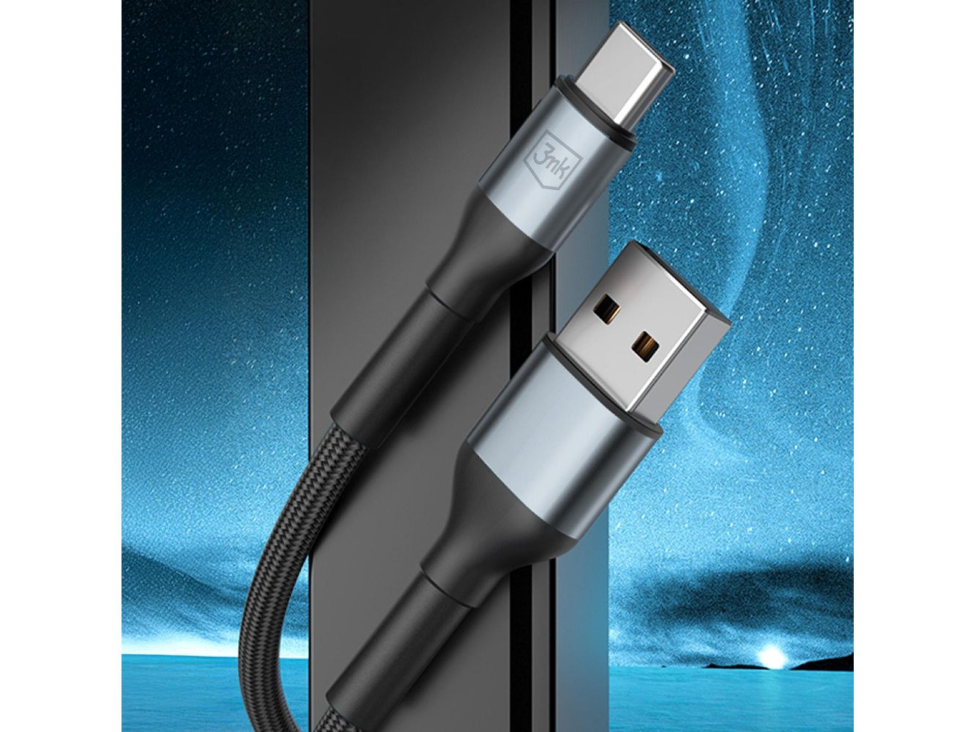 Cable 3mk Hyper Cable N-SERIES USB-A / USB-C 1m 9V/2A 18W QC 3.0 / negro