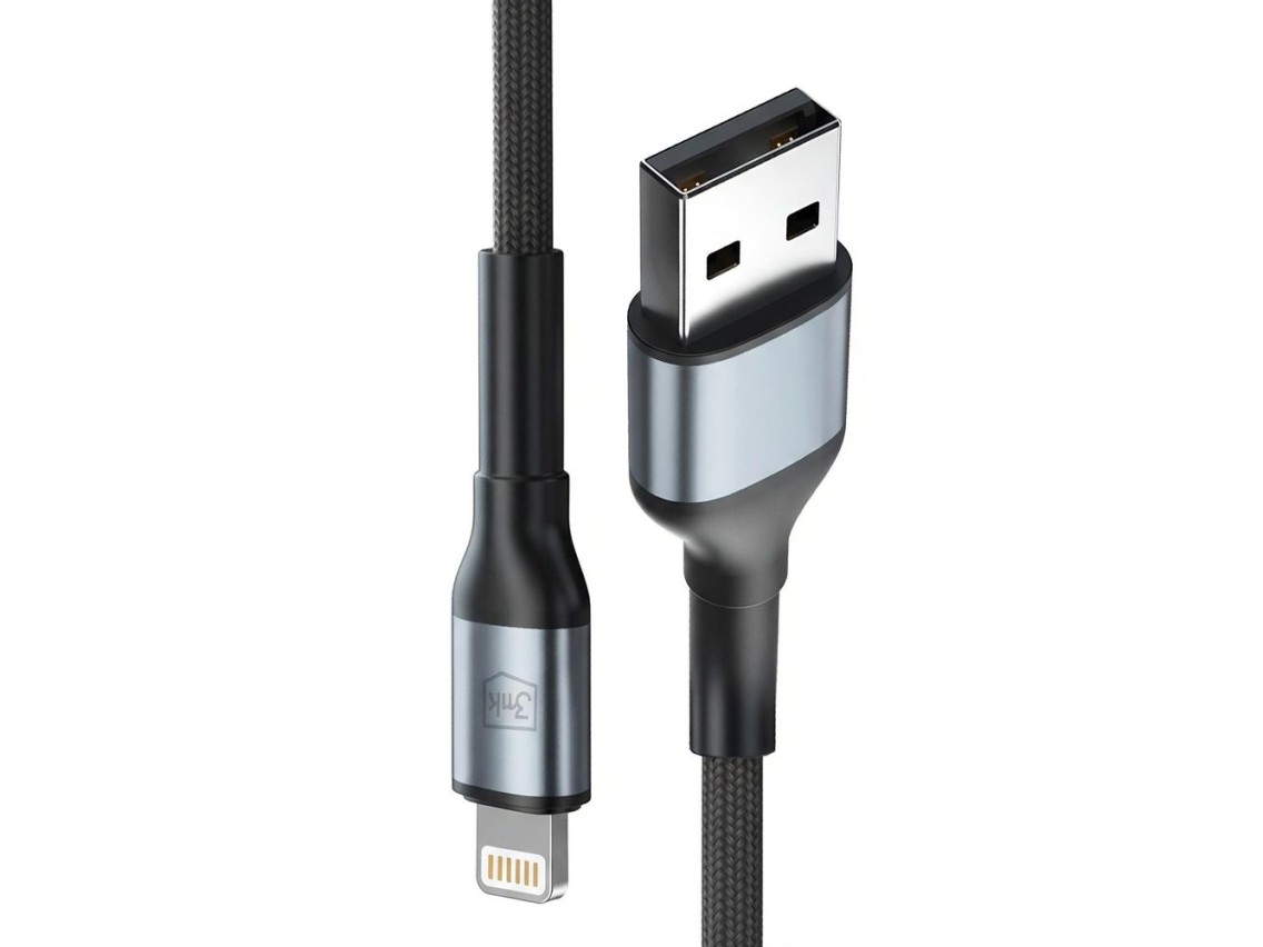Cable 3mk Hyper Cable N-SERIES USB-A / Lightning 1m 5V/2.4A 12W / negro