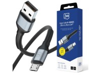 Cabo 3mk Hyper N-SERIES USB-A / MicroUSB 1m 5V/2.4A 12W / preto