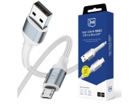 Cable 3mk Hyper N-SERIES USB-A / MicroUSB 1m 5V/2.4A 12W / blanco