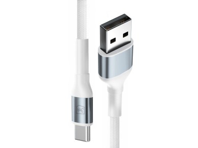 Cabo 3mk Hyper N-SERIES USB-A / USB-C 1m 9V/2A 18W / branco
