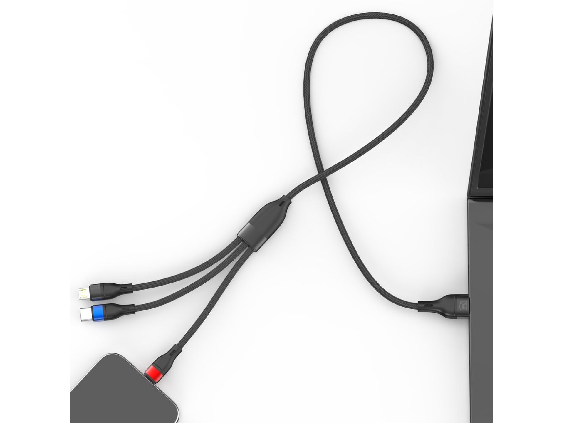 3mk Hyper Cable N-SERIES 3 in 1 USB-A / Lightning / Micro 1.2m 9V/2A 18W - black