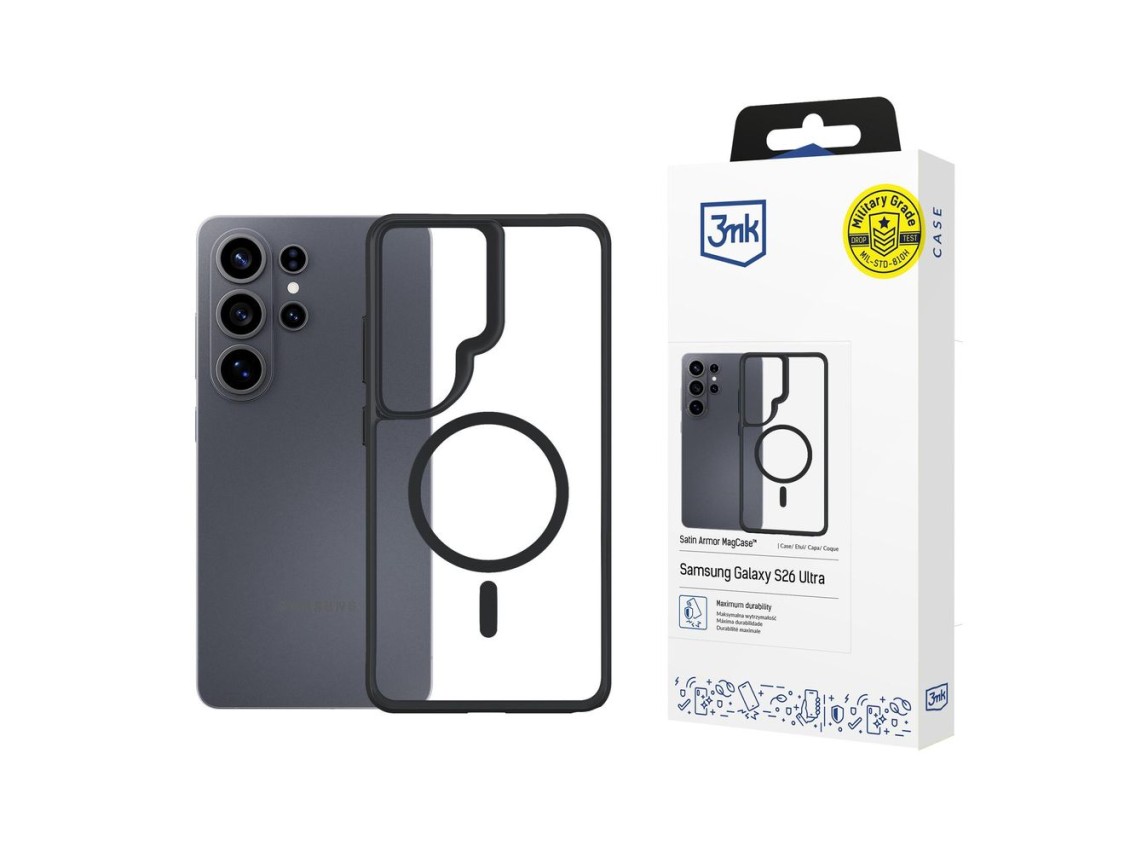 3mk Satin Armor MagCase for Samsung Galaxy S26 Ultra - Transparent Black