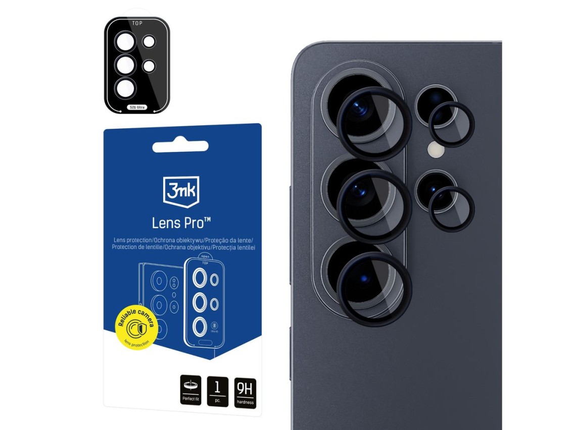 Protector de lente 3mk Lens Protection Pro Black Hybrid Glass para la lente de la cámara del Samsung