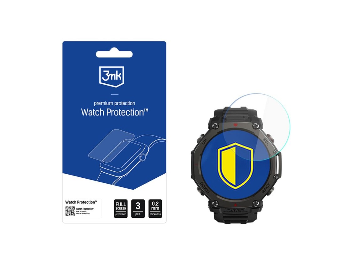 Película de vidro híbrida para a tela do smartwatch 3mk Watch Protection FlexibleGlass para Amazfit