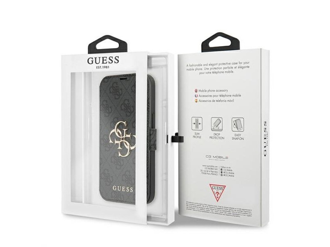 Guess GUBKP13X4GMGGR iPhone 13 Pro Max 6.7" cinza/cinza livro 4G Big Metal Logo