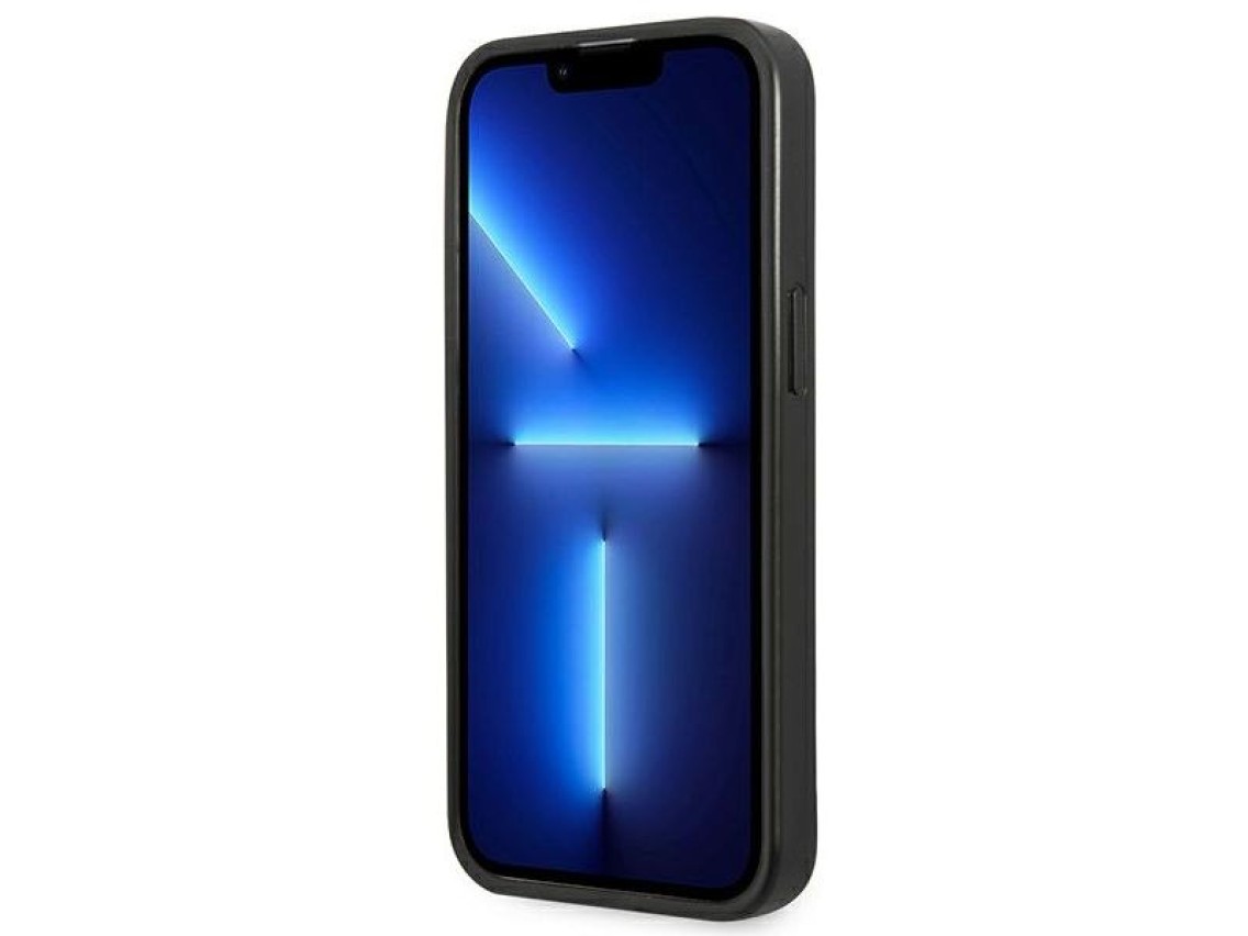Capa Guess Saffiano com logo triangular para iPhone 13/14/15 de 6,1" - prata