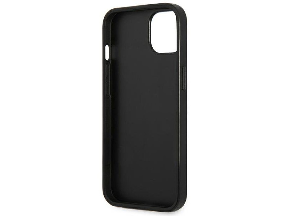 Capa Guess Saffiano com logo triangular para iPhone 13/14/15 de 6,1" - prata