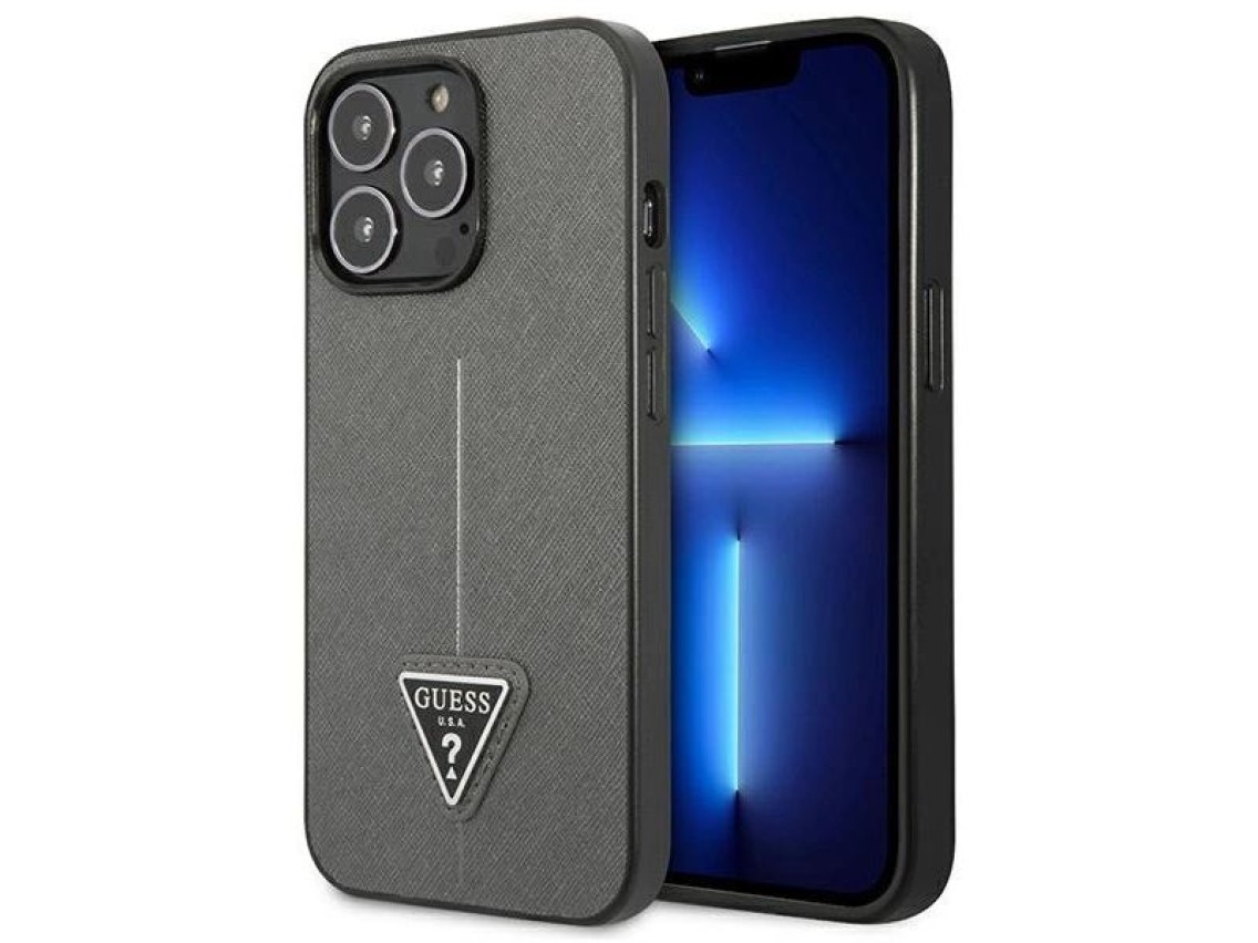 Guess Saffiano Triangle Logo case for iPhone 13 Pro / 13 6.1" - silver