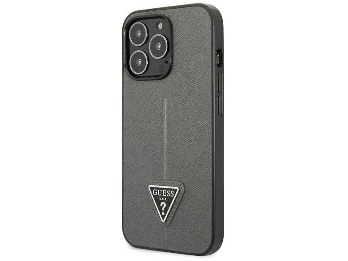 Guess Saffiano Triangle Logo case for iPhone 13 Pro / 13 6.1" - silver