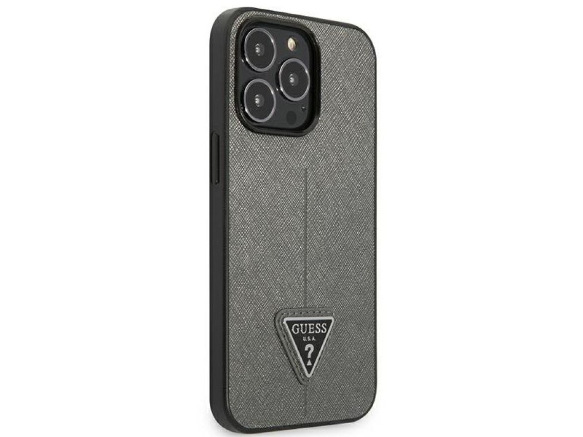 Guess Saffiano Triangle Logo case for iPhone 13 Pro / 13 6.1" - silver