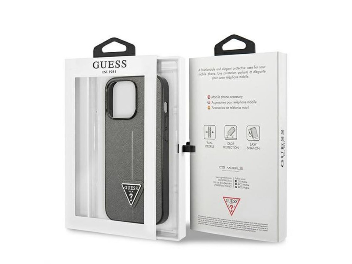 Guess Saffiano Triangle Logo case for iPhone 13 Pro / 13 6.1" - silver