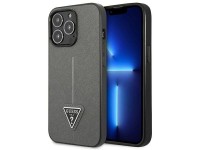 Funda Guess Saffiano con logo triangular para iPhone 13 Pro Max de 6,7" - plateada