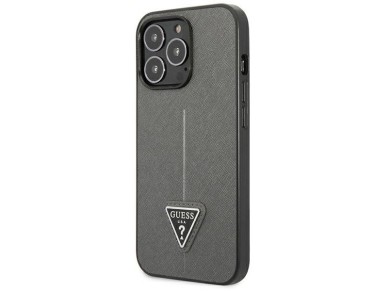 Funda Guess Saffiano con logo triangular para iPhone 13 Pro Max de 6,7" - plateada