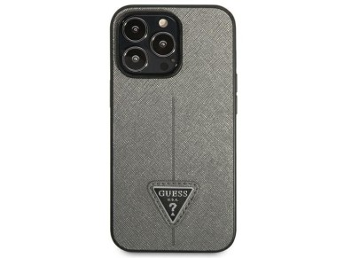 Funda Guess Saffiano con logo triangular para iPhone 13 Pro Max de 6,7" - plateada