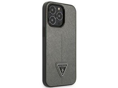 Funda Guess Saffiano con logo triangular para iPhone 13 Pro Max de 6,7" - plateada