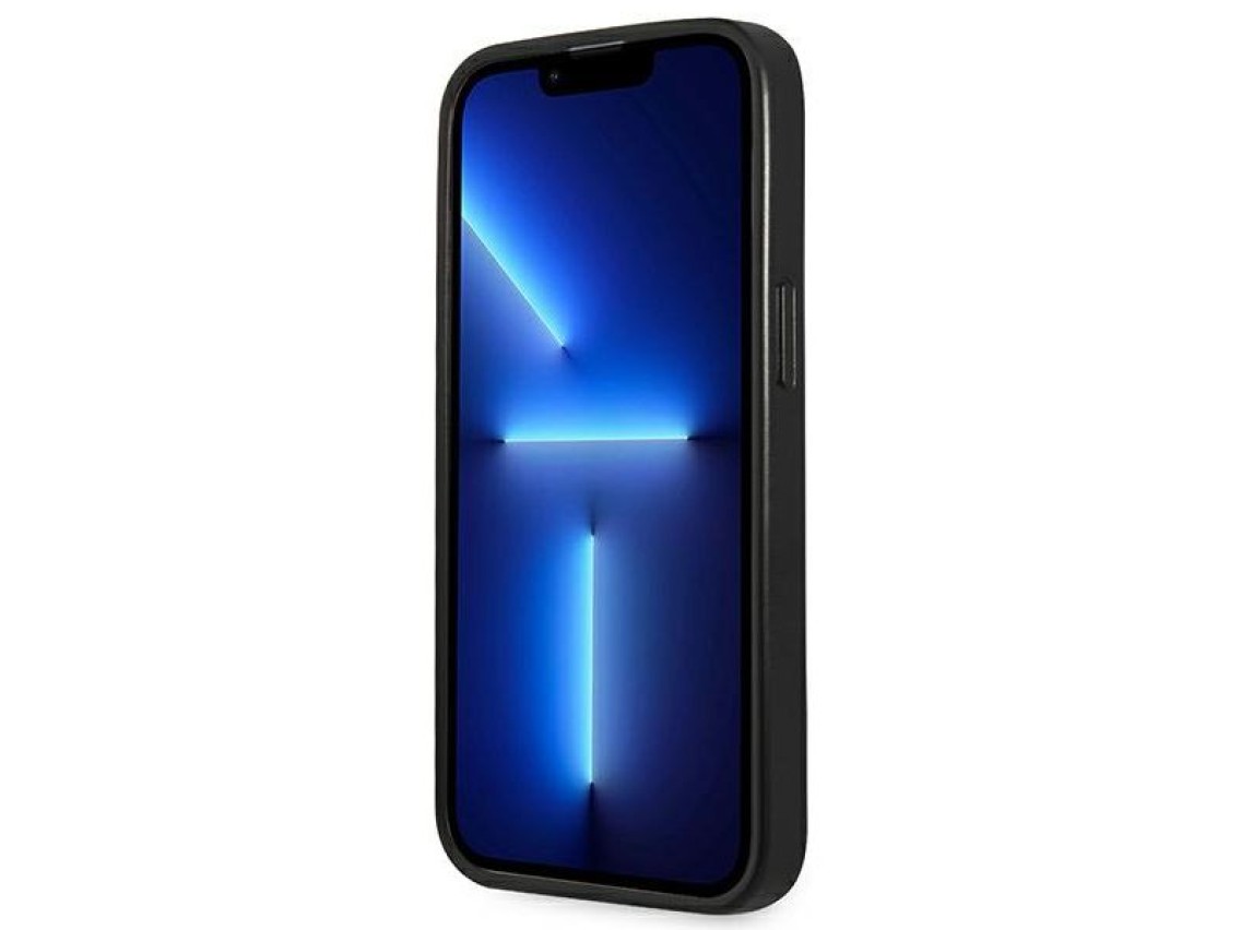 Funda Guess Saffiano con logo triangular para iPhone 13 Pro Max de 6,7" - plateada