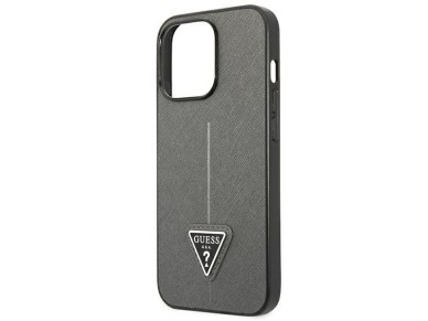 Funda Guess Saffiano con logo triangular para iPhone 13 Pro Max de 6,7" - plateada