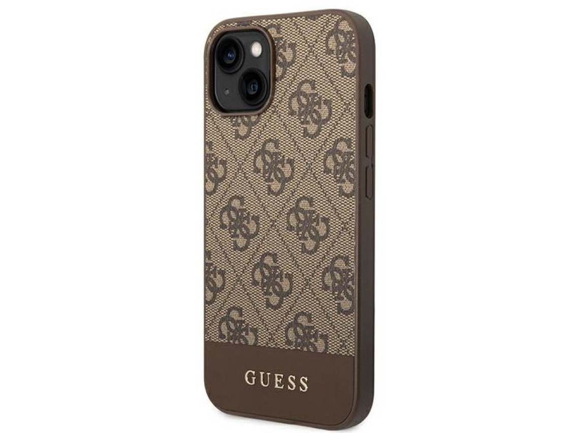 Guess 4G Stripe Collection Case for iPhone 14 Plus / 15 Plus 6.7" - Brown