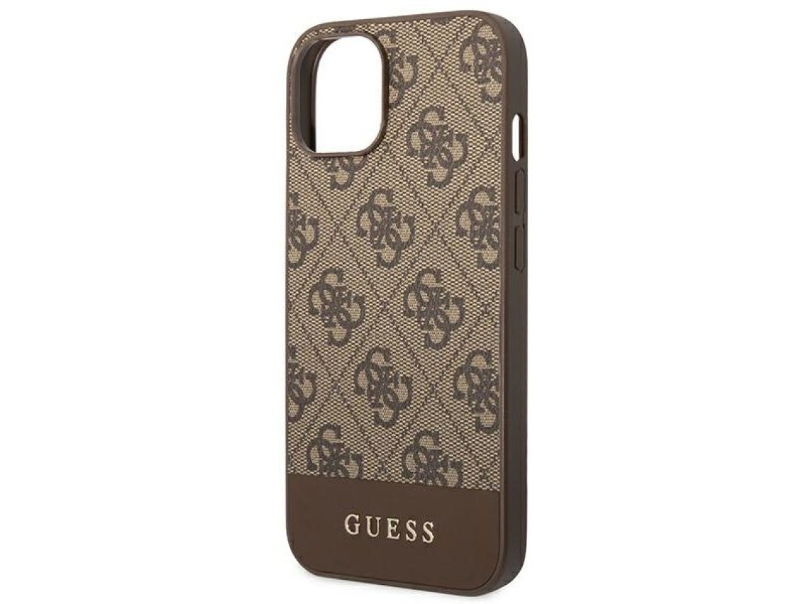 Guess 4G Stripe Collection Case for iPhone 14 Plus / 15 Plus 6.7" - Brown