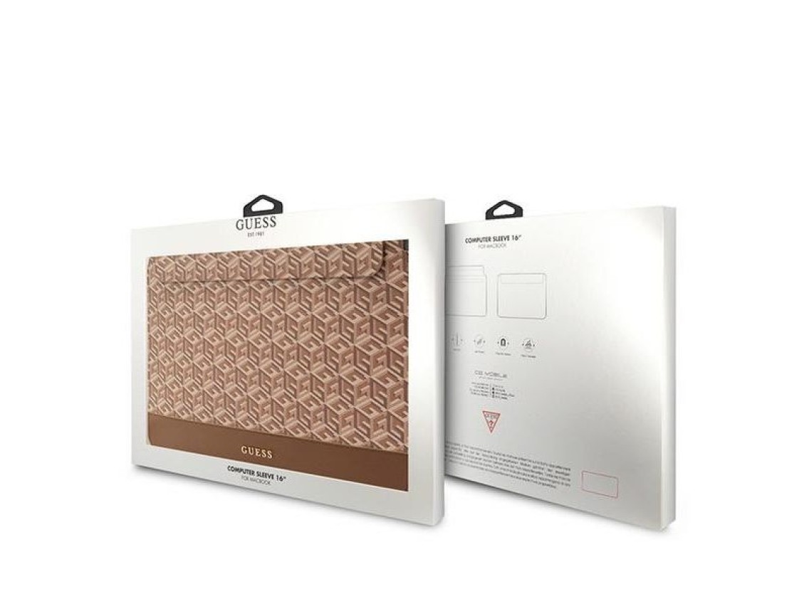 Capa Guess GCube Stripes para laptop de 16" - marrom