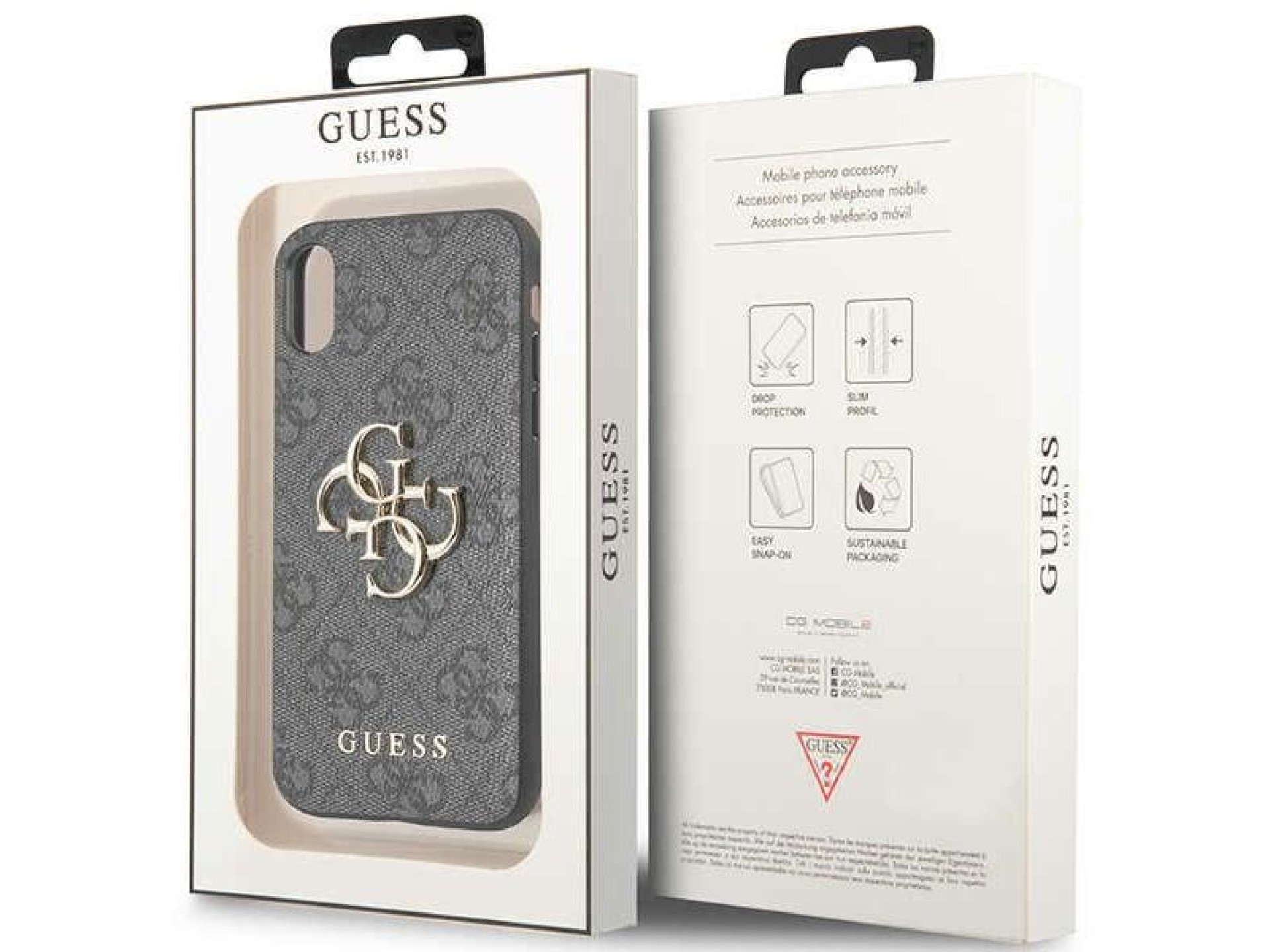 Guess 4G Big Metal Logo iPhone X/XS Case - Gray