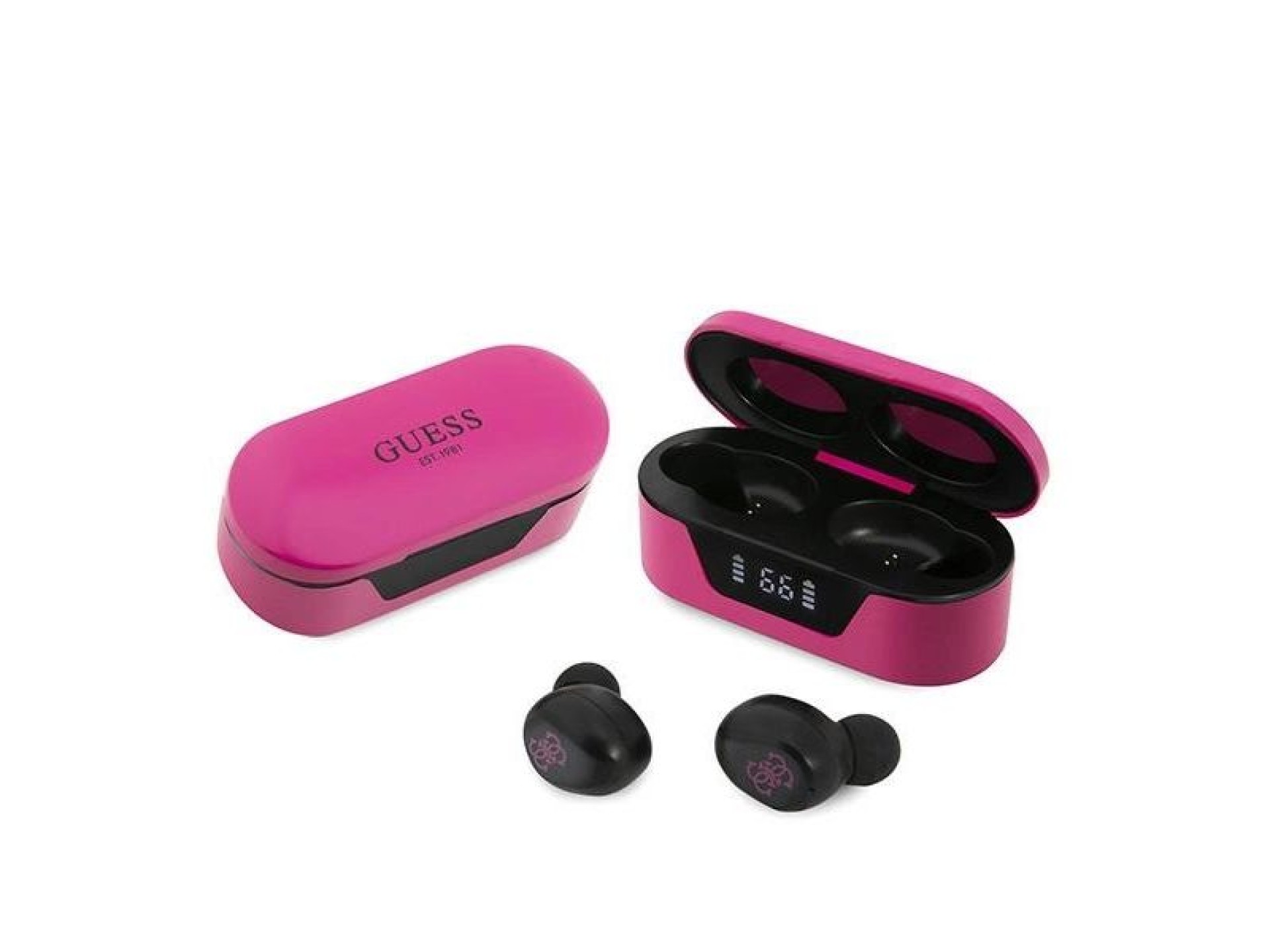 Fones de ouvido Bluetooth Guess GUTWST31EM TWS + base de carregamento magenta