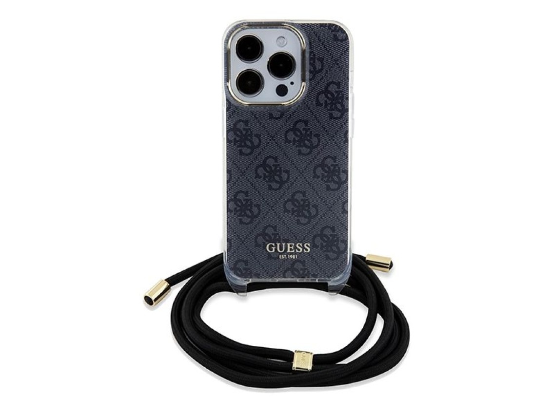 Guess Crossbody Cord 4G Print case for iPhone 15 Pro - black