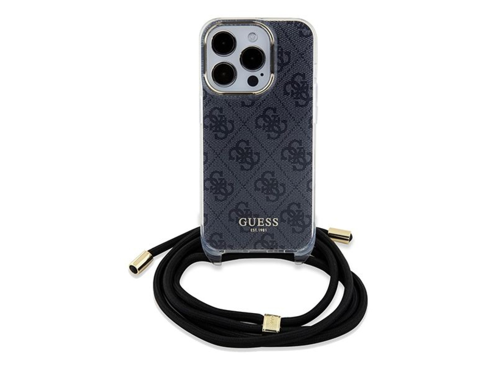 Guess Crossbody Cord 4G Print case for iPhone 15 Pro Max - black