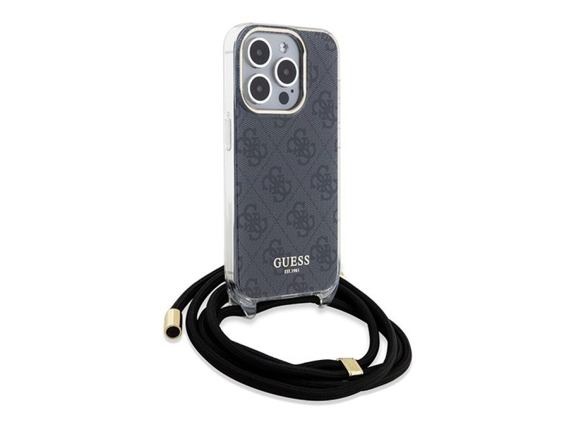 Guess Crossbody Cord 4G Print case for iPhone 15 Pro Max - black