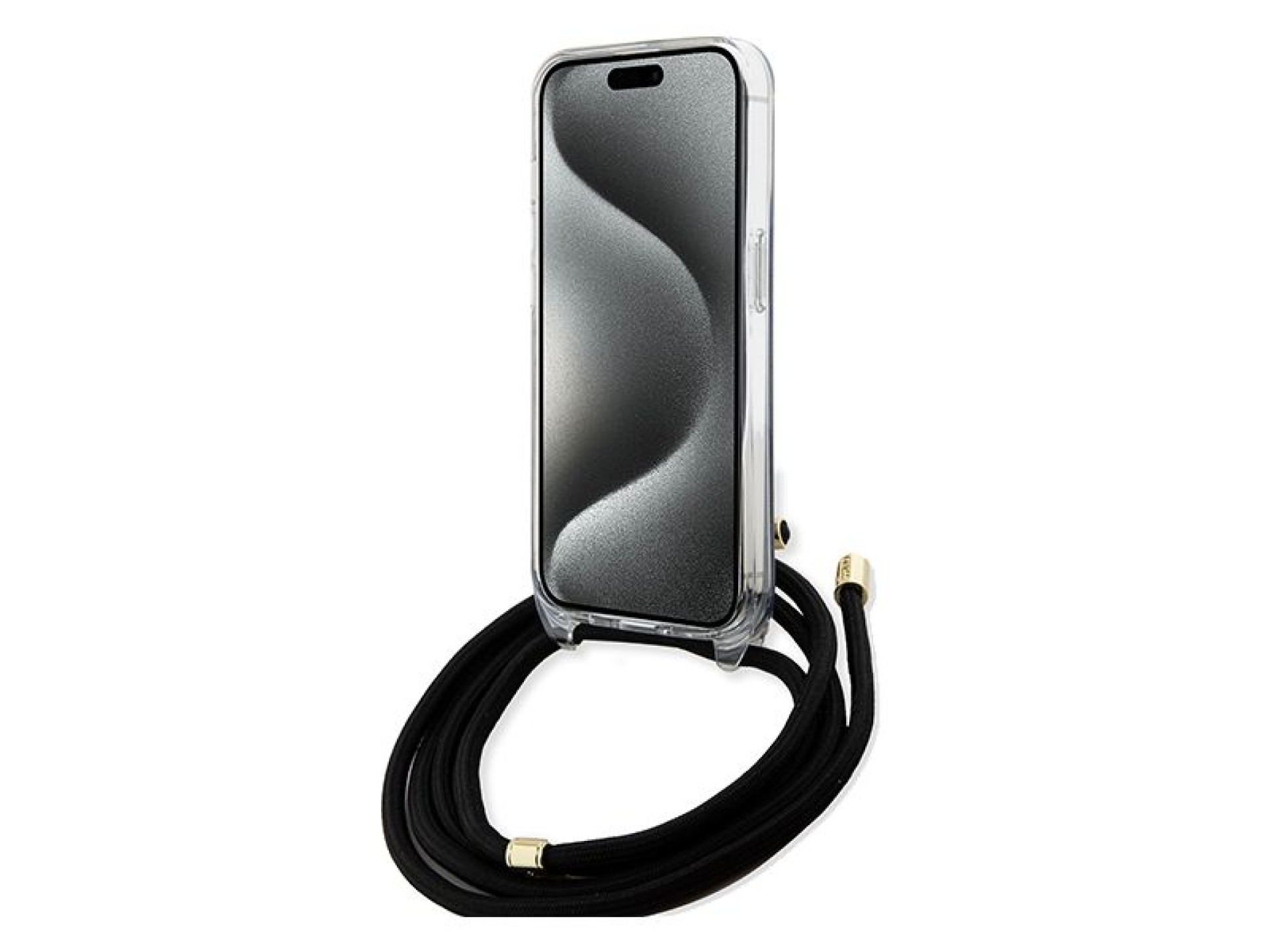 Guess Crossbody Cord 4G Print case for iPhone 15 Pro Max - black