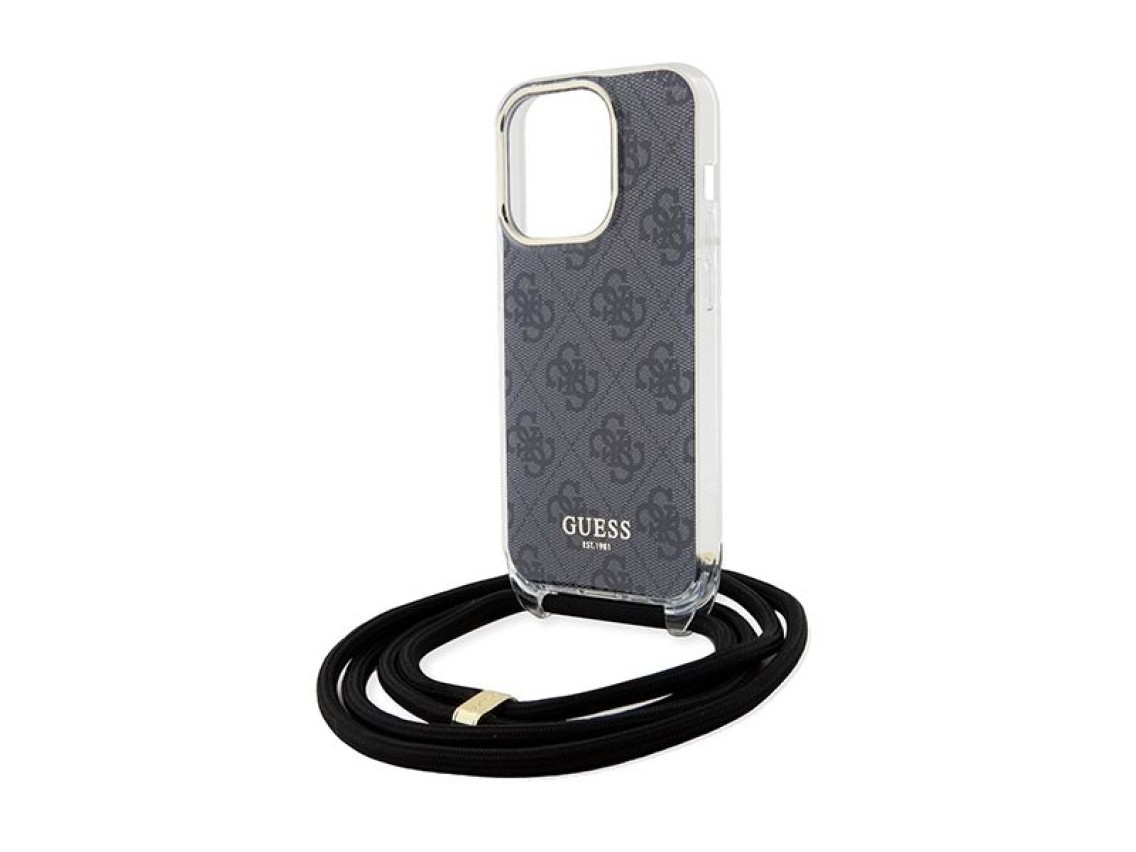 Guess Crossbody Cord 4G Print case for iPhone 15 Pro Max - black